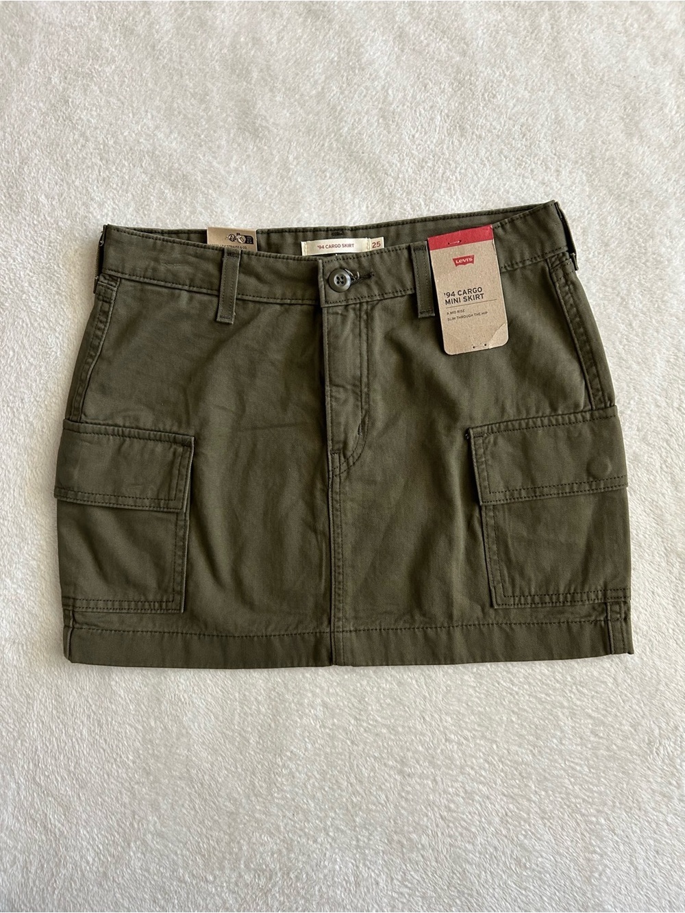 Levi’s '94 Cargo Mini Skirt Women’s Size 25 Sz XS Green 100% Cotton '90s Preppy